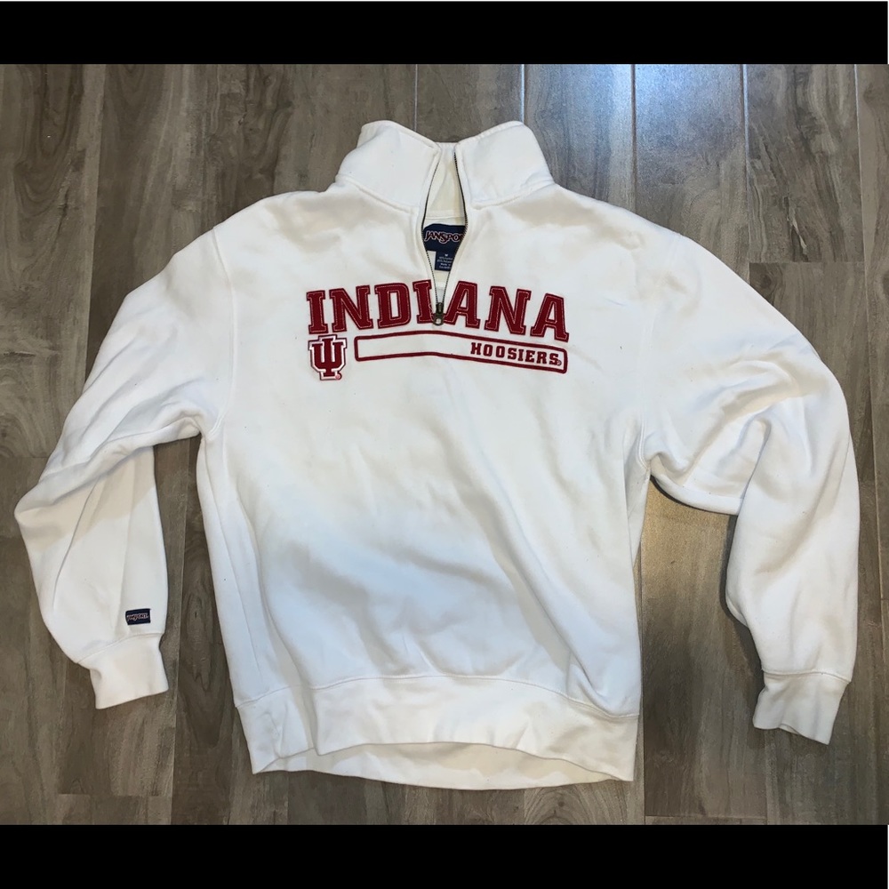 INDIANA UNIVERSITY WHITE QUARTERZIP SWEATSHIRT